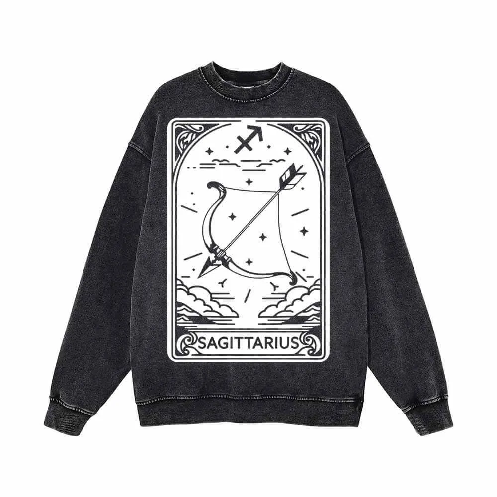 Sagittarius Tarot Card Horoscope Vintage Washed Sweatshirt sold by GTHIC