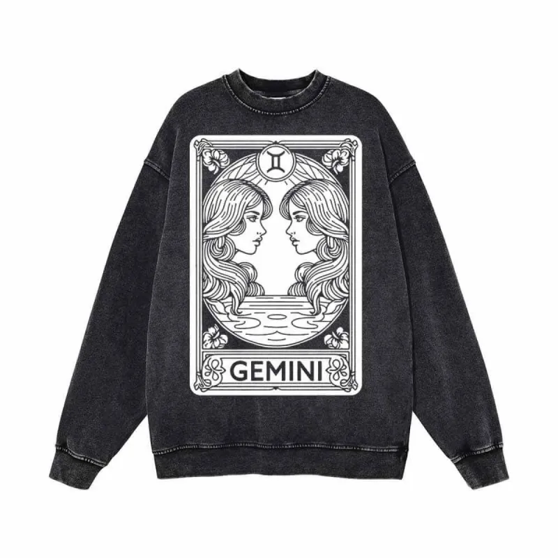 Gemini Tarot Card Horoscope Vintage Washed Sweatshirt sold by GTHIC