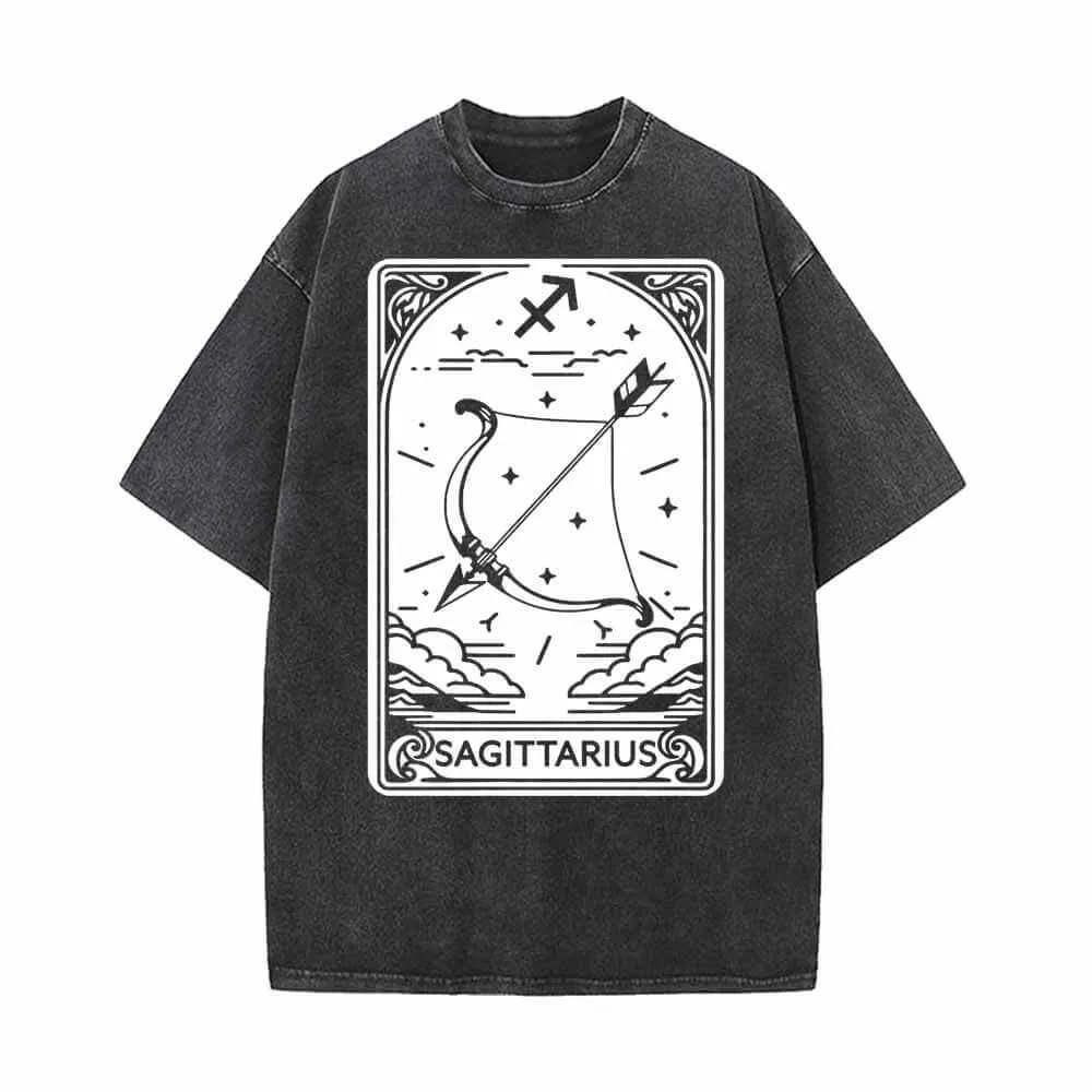 Sagittarius Tarot Card Horoscope Vintage Washed T-shirt sold by GTHIC