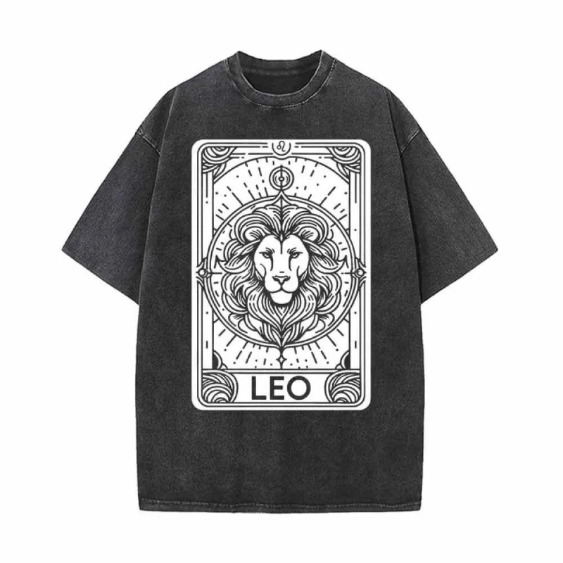 Leo Tarot Card Horoscope Vintage Washed T-shirt sold by GTHIC