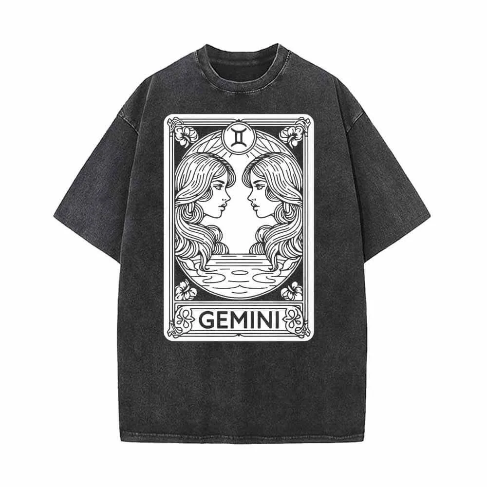 Gemini Tarot Card Horoscope Vintage Washed T-shirt sold by GTHIC