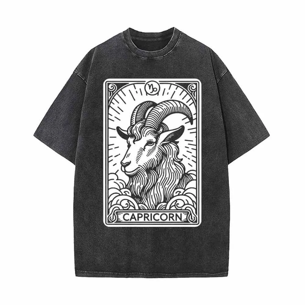 Capricorn Tarot Card Horoscope Vintage Washed T-shirt sold by GTHIC