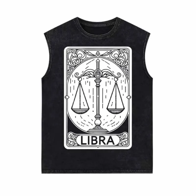 Libra Tarot Card Horoscope Vintage Washed Vest Top sold by GTHIC