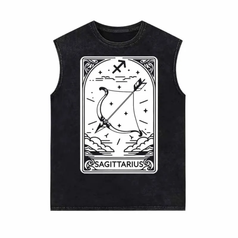 Sagittarius Tarot Card Horoscope Vintage Washed Vest Top sold by GTHIC