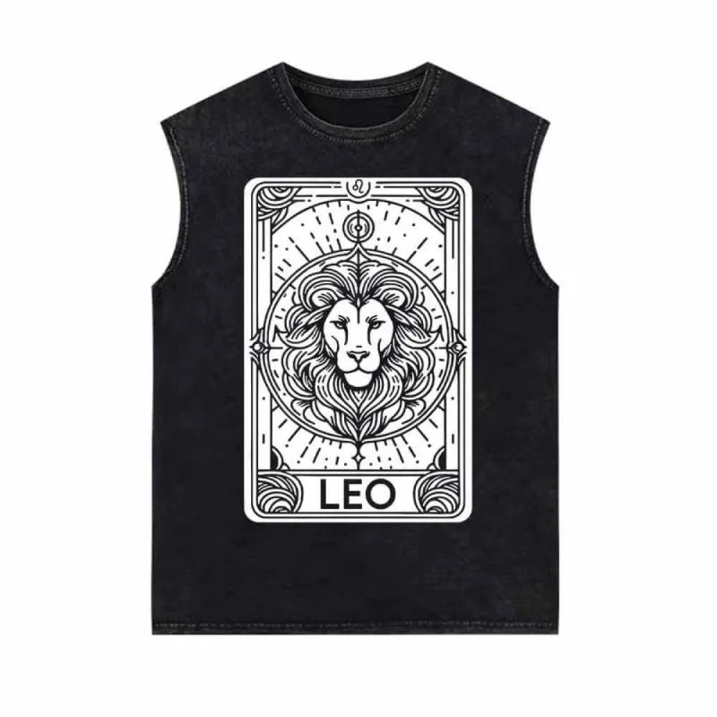 Leo Tarot Card Horoscope Vintage Washed Vest Top sold by GTHIC