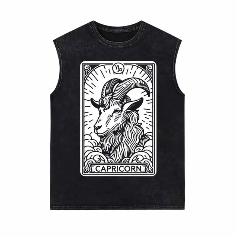 Capricorn Tarot Card Horoscope Vintage Washed Vest Top sold by GTHIC