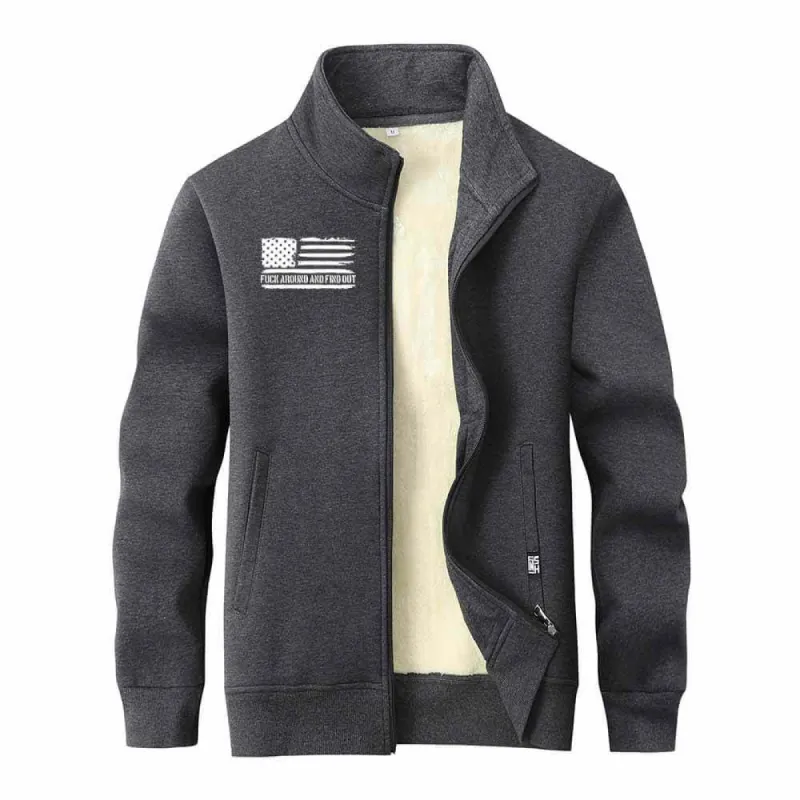 Fuck Around And Find Out Flag Stand Collar Zip Fleece Cardigan sold by GTHIC