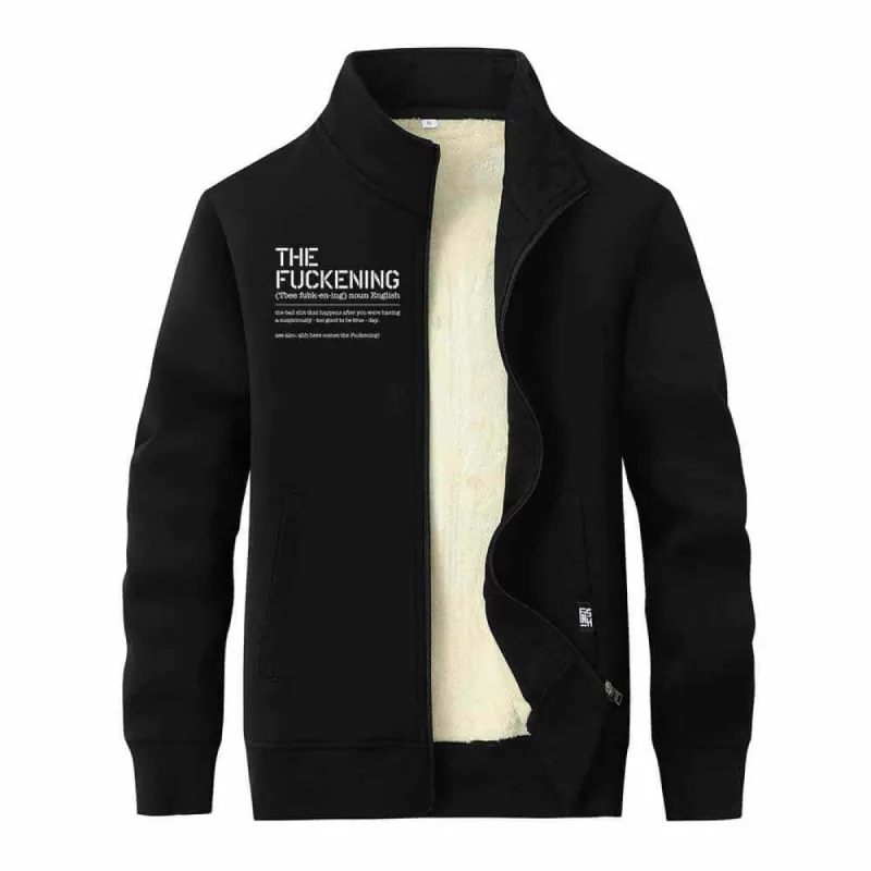 The Fuckening Stand Collar Zip Fleece Cardigan sold by GTHIC