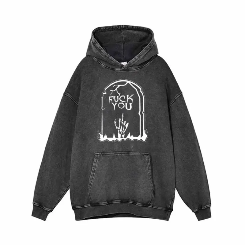 Fuck You Skull Grave Vintage Washed Hoodie sold by GTHIC