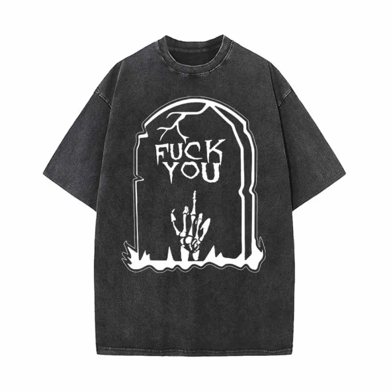 Fuck You Skull Grave Vintage Washed T-shirt sold by GTHIC