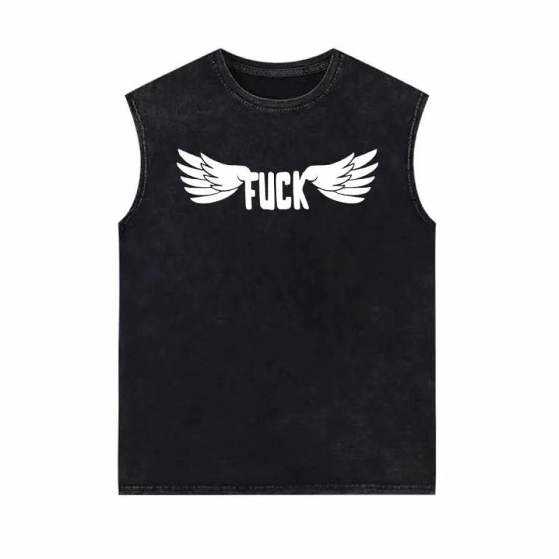 Fuck Letter With Wings Vintage Washed Vest Top sold by GTHIC