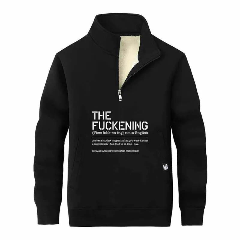 The Fuckening Stand Collar Zip Fleece Sweatshirt sold by GTHIC