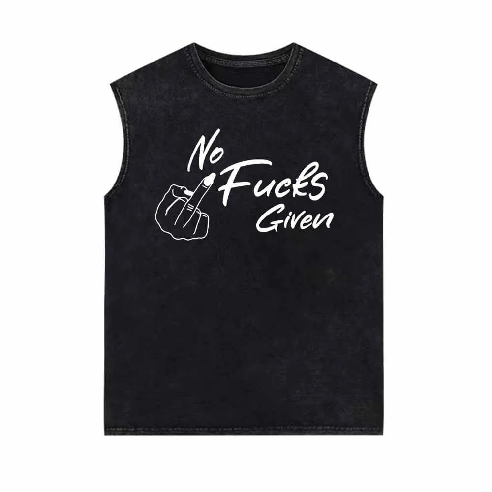 No Fucks Given Humor Vintage Washed Vest Top sold by GTHIC