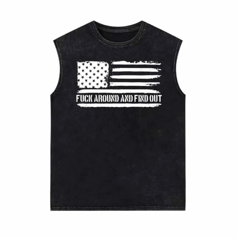 Fuck Around And Find Out Flag Vintage Washed Vest Top sold by GTHIC