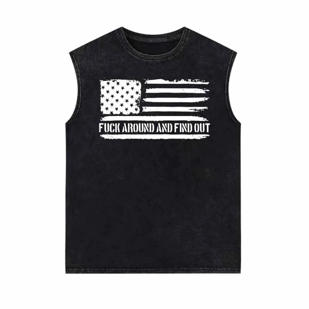 Fuck Around And Find Out Flag Vintage Washed Vest Top sold by GTHIC