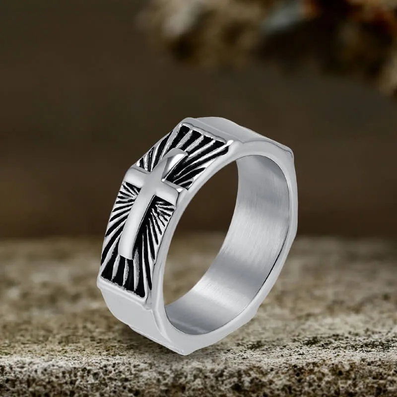 Vintage Polished Cross Pattern Stainless Steel Ring sold by GTHIC product image thumbnail 3