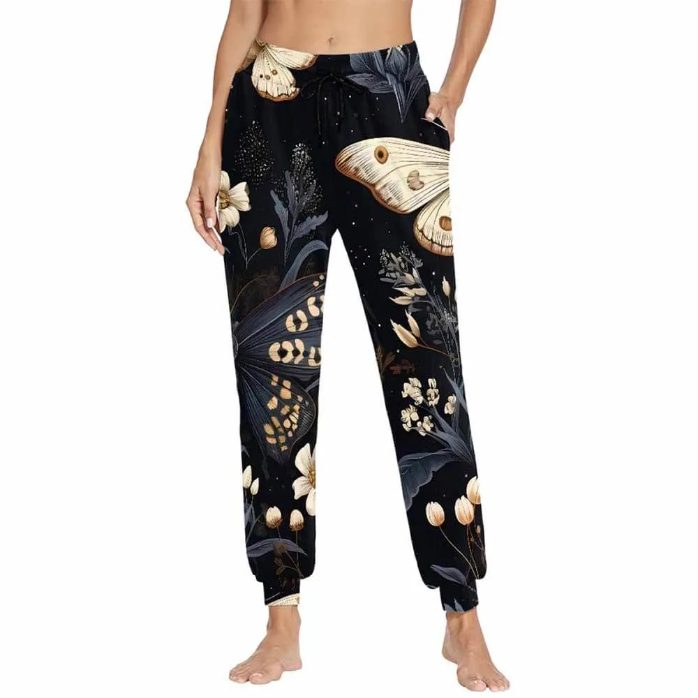 Mystical Moth And Flower Casual Elastic Drawstring Pants sold by GTHIC product image thumbnail 3
