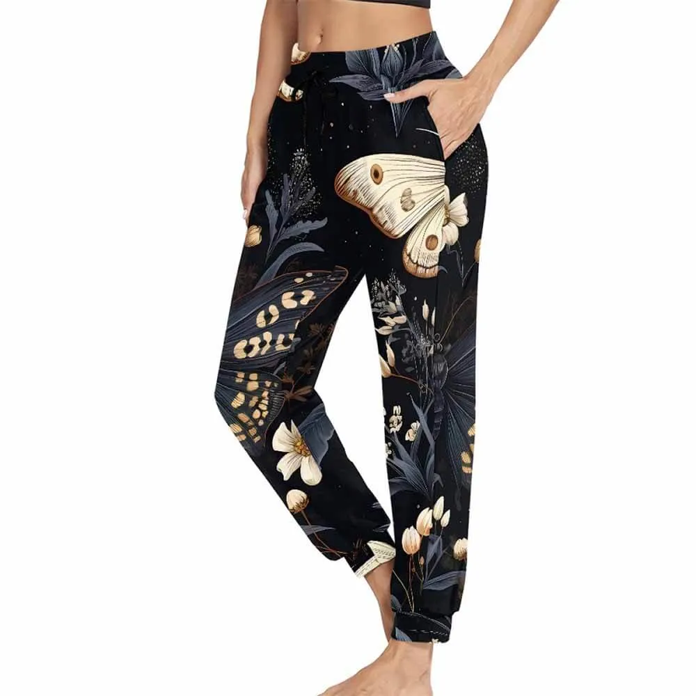Mystical Moth And Flower Casual Elastic Drawstring Pants sold by GTHIC product image thumbnail 2