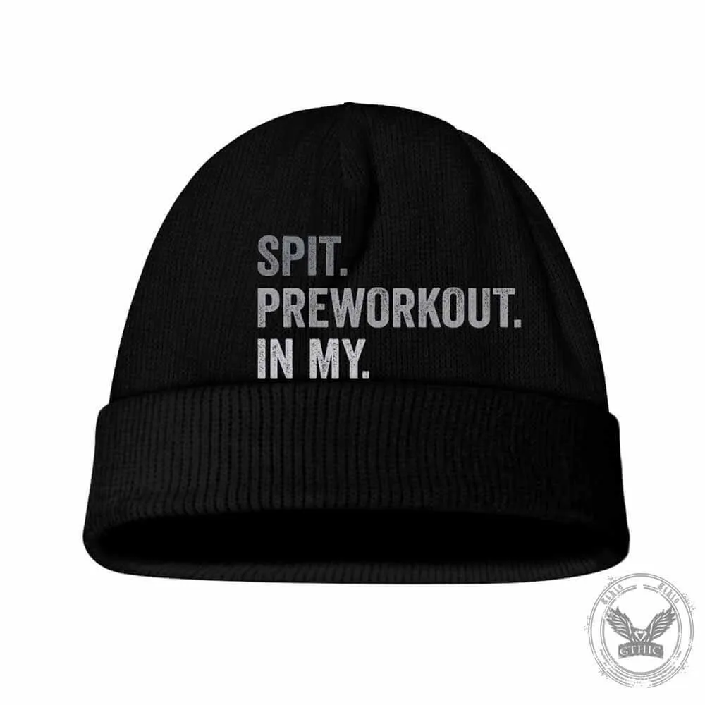 Spit Preworkout In My Mouth Warm Knitted Beanie Hat sold by GTHIC product image thumbnail 4