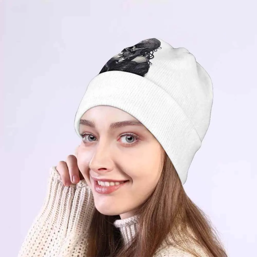 White Girl Skull Skeleton Hug Warm Knitted Beanie Hat sold by GTHIC product image thumbnail 2