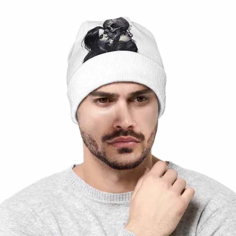 White Girl Skull Skeleton Hug Warm Knitted Beanie Hat sold by GTHIC