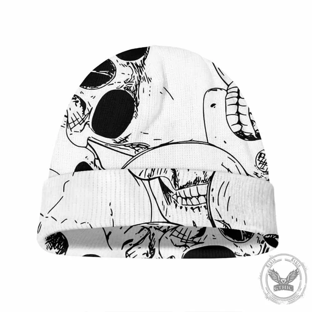 Terrible White Skull Print Warm Knitted Beanies Hat sold by GTHIC product image thumbnail 3