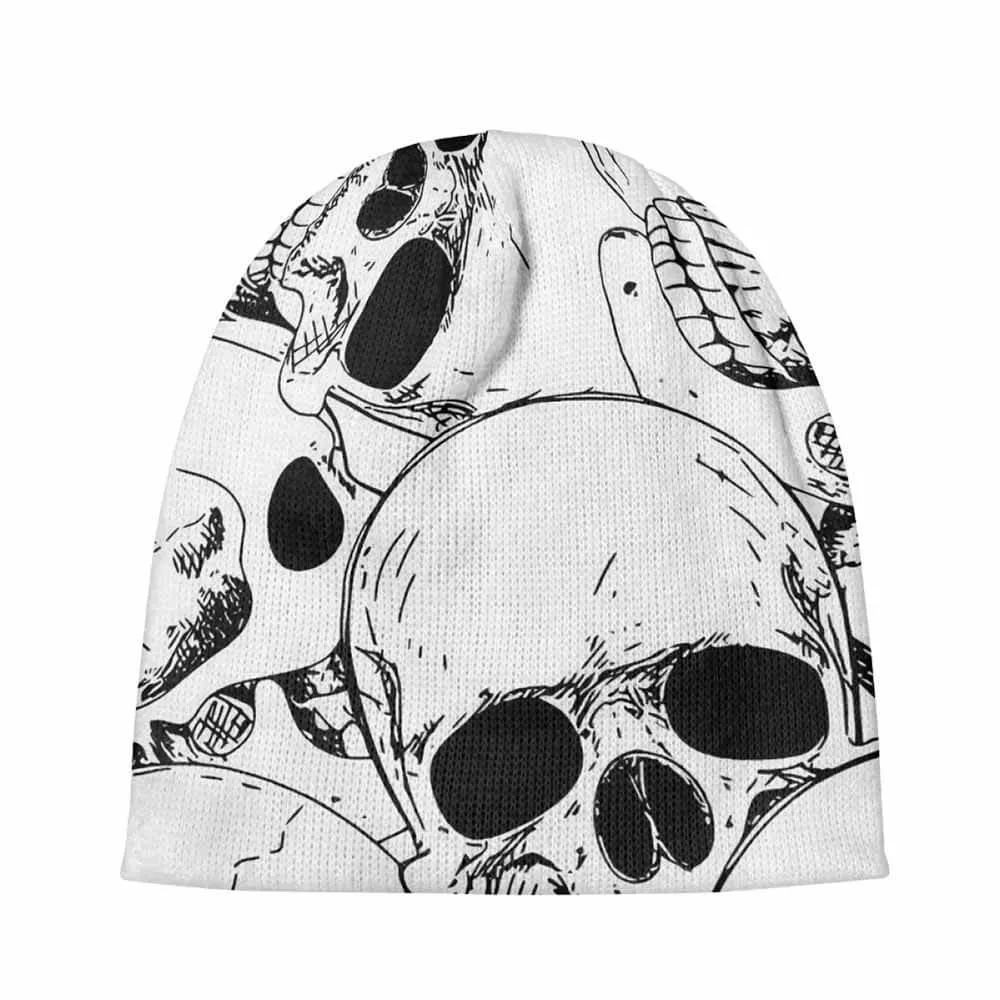 Terrible White Skull Print Warm Knitted Beanies Hat sold by GTHIC product image thumbnail 4