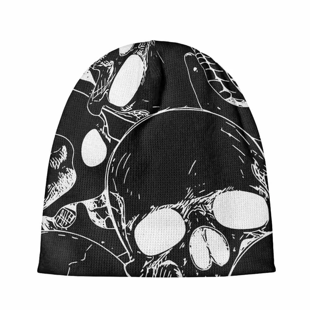 Black Skull Head Horror Print Warm Knitted Beanies Hat sold by GTHIC product image thumbnail 4