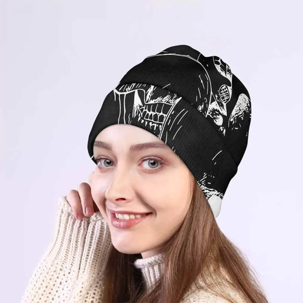 Black Skull Head Horror Print Warm Knitted Beanies Hat sold by GTHIC product image thumbnail 2
