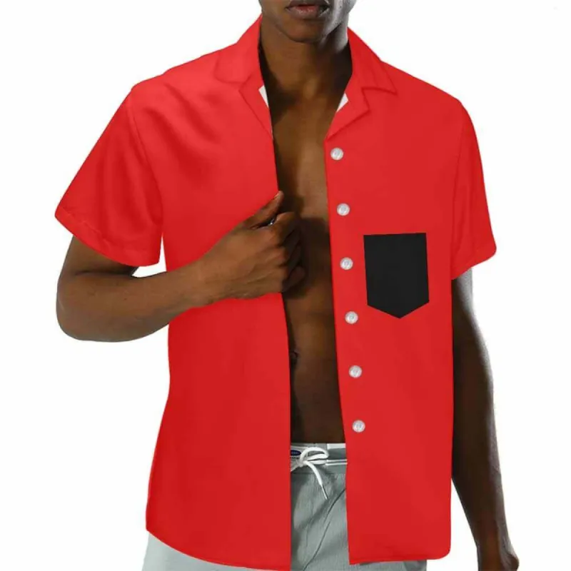 Classic Red Colorblock Short Sleeve Shirt sold by GTHIC