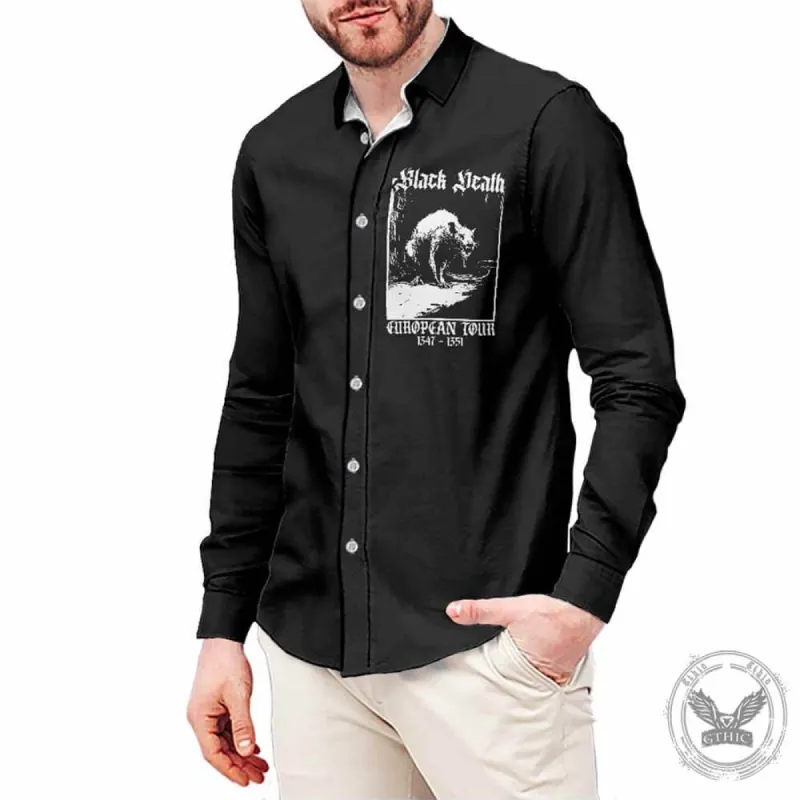 Black Death Rat Pattern Long Sleeve Shirt sold by GTHIC