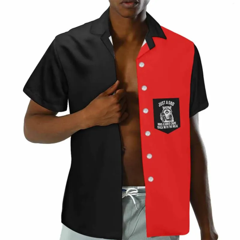 Just A Dad Raccoon Holding Milk Colorblock Short Sleeve Shirt sold by GTHIC
