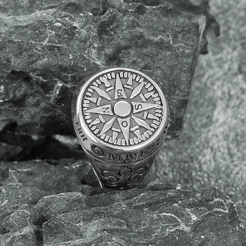 Vintage Viking Nordic Compass Stainless Steel Marine Ring sold by GTHIC