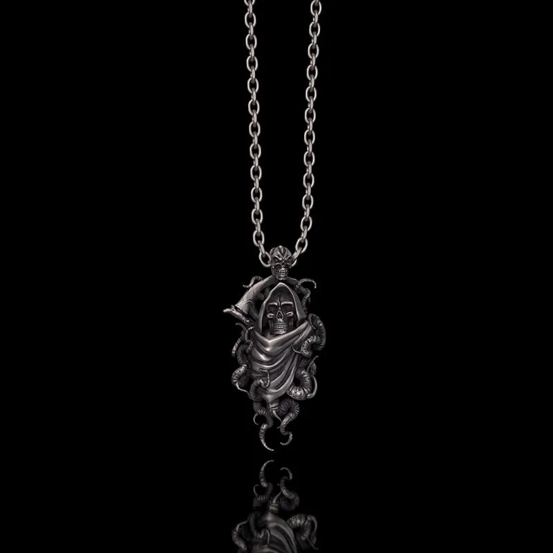 Gothic Skull Tentacle Demon Sterling Silver Pendant sold by GTHIC
