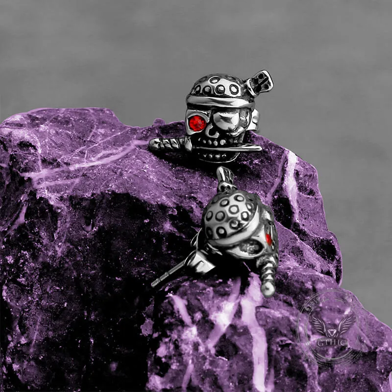 Gothic Skull Pirate Biting Sword Stainless Steel Earrings sold by GTHIC product image thumbnail 2
