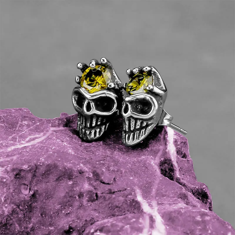 Punk Skull Head Stainless Steel Gemstone Earrings sold by GTHIC product image thumbnail 3