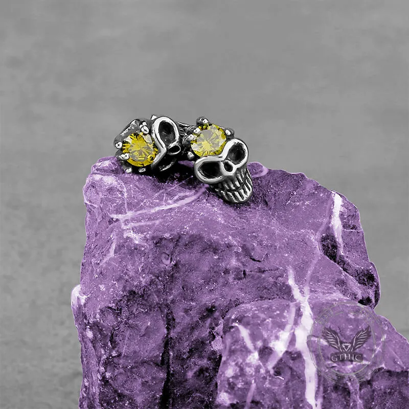 Punk Skull Head Stainless Steel Gemstone Earrings sold by GTHIC product image thumbnail 4