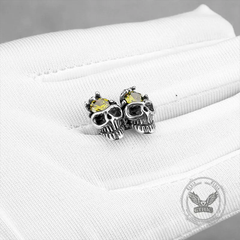 Punk Skull Head Stainless Steel Gemstone Earrings sold by GTHIC product image thumbnail 5