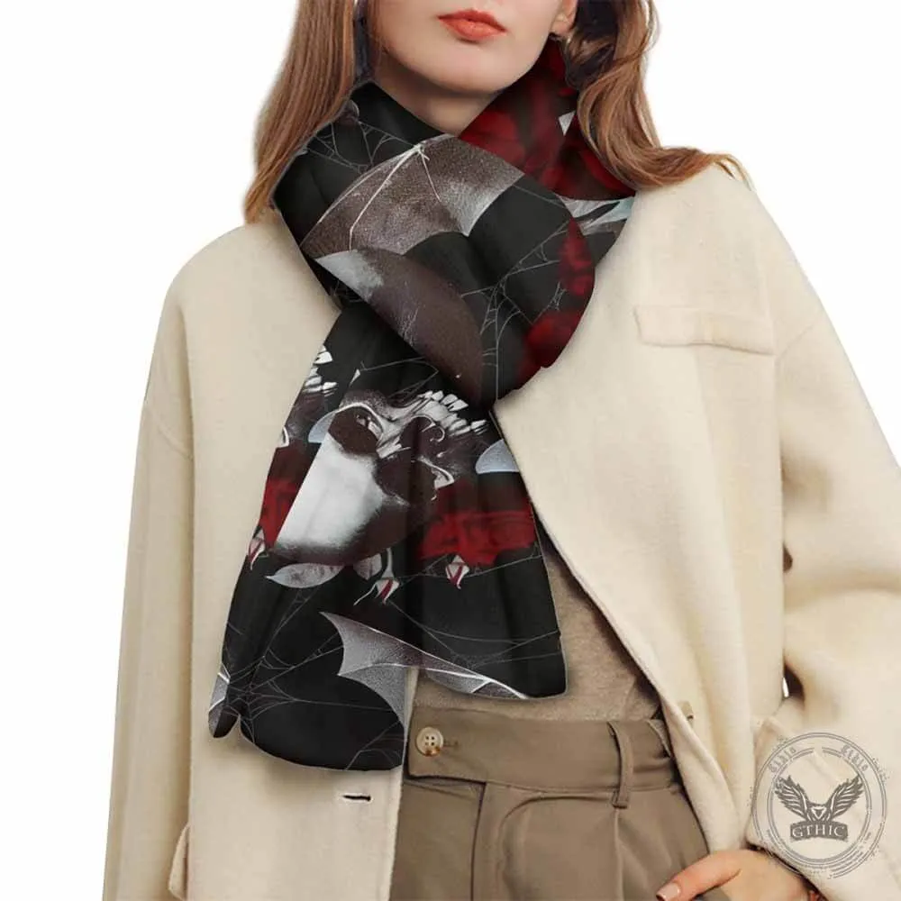 Rose Skull Print Warm Chunky Knitted Scarf sold by GTHIC