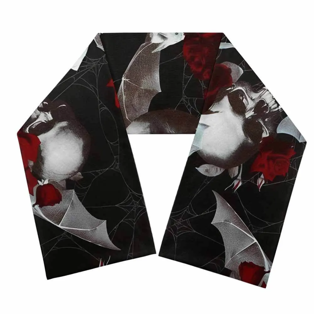 Rose Skull Print Warm Chunky Knitted Scarf sold by GTHIC product image thumbnail 2