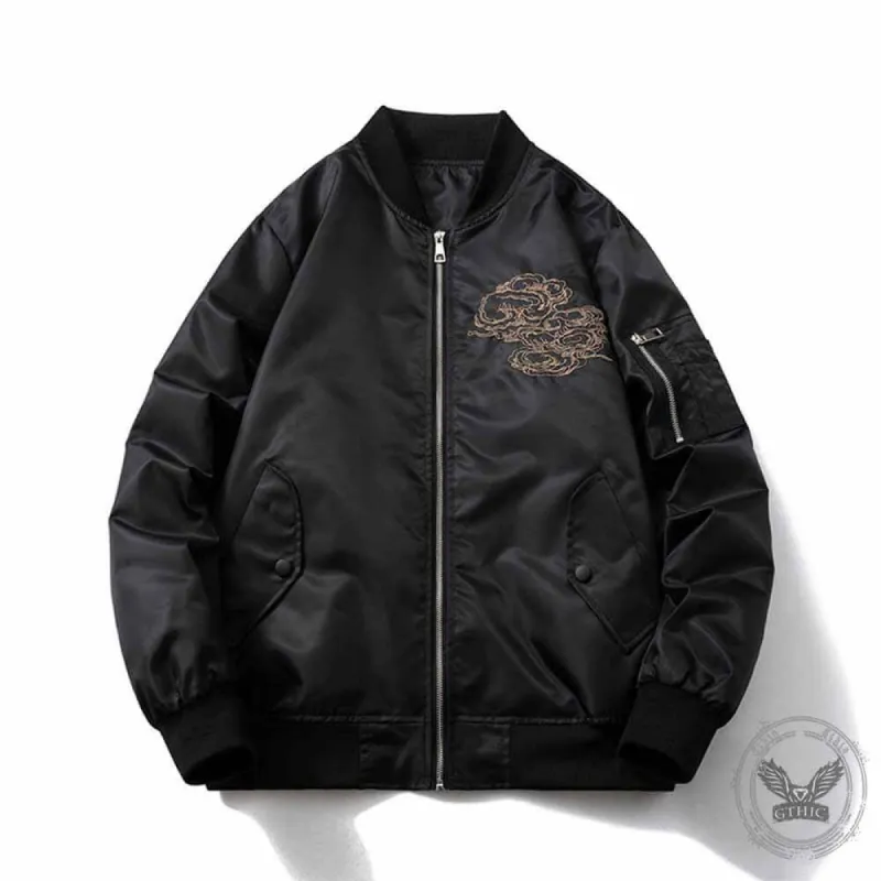 Dragon Embroidery Thickened Baseball Uniform Flight Jacket made by GTHIC