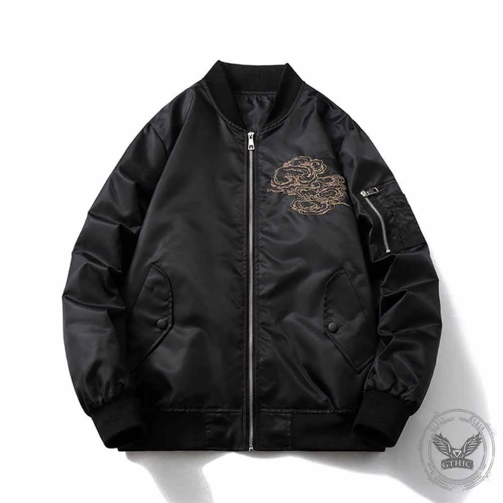 Dragon Embroidery Thickened Baseball Uniform Flight Jacket sold by GTHIC