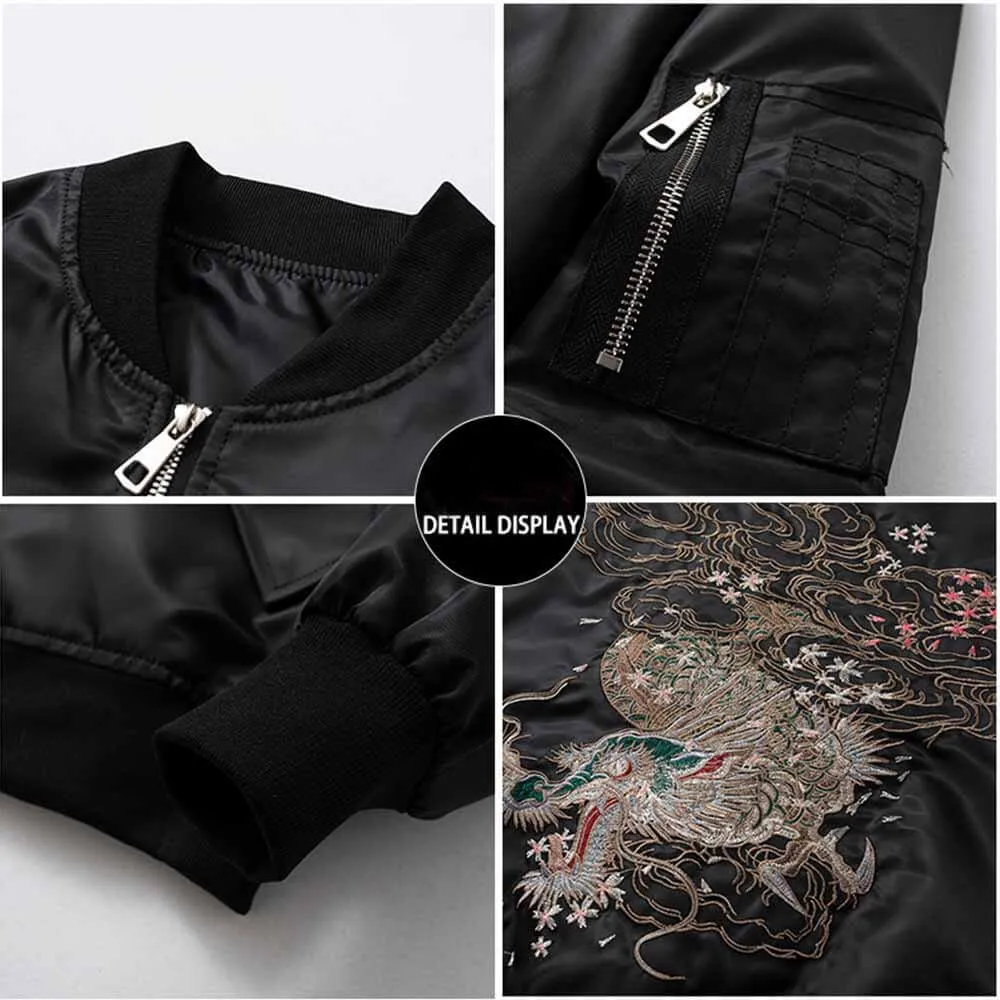Dragon Embroidery Thickened Baseball Uniform Flight Jacket sold by GTHIC product image thumbnail 5