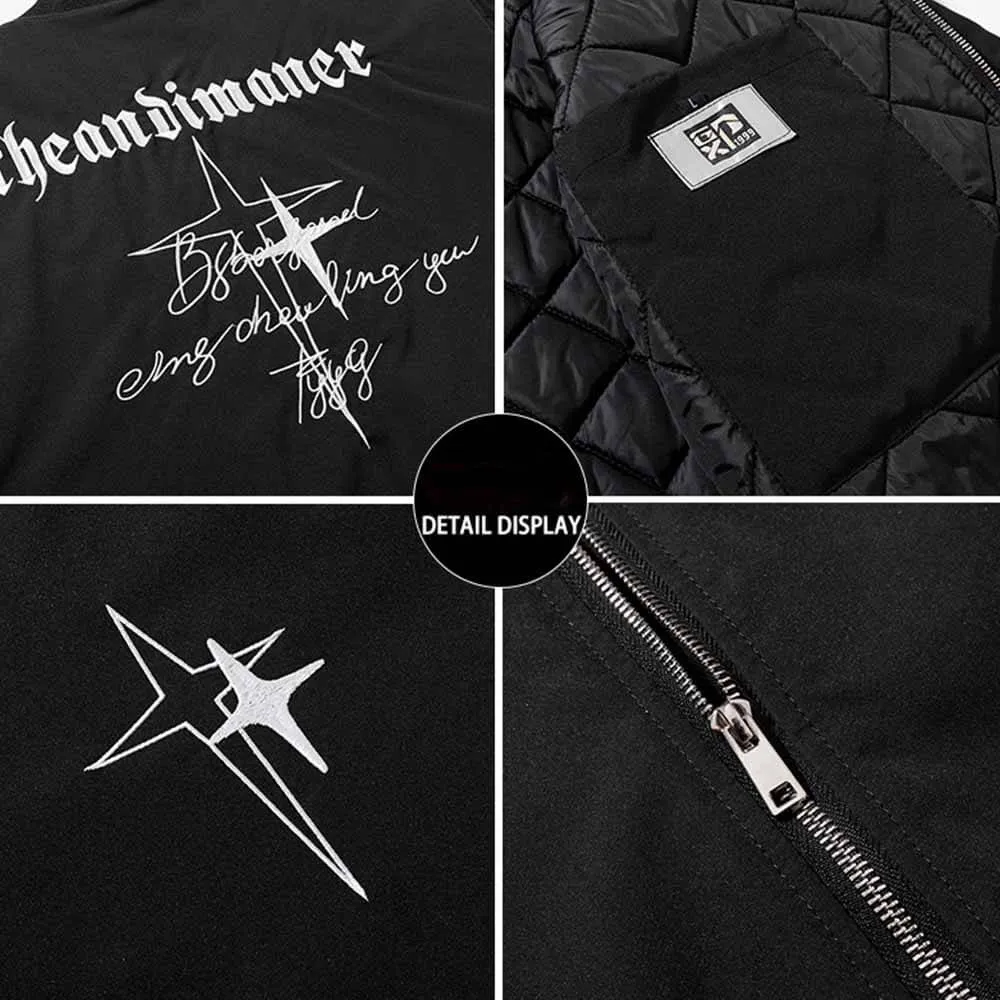 Vintage Star Embroidered Thickened Bomber Jacket sold by GTHIC product image thumbnail 5