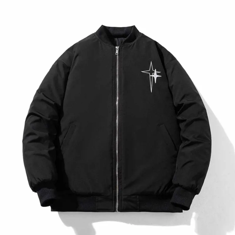 Vintage Star Embroidered Thickened Bomber Jacket sold by GTHIC
