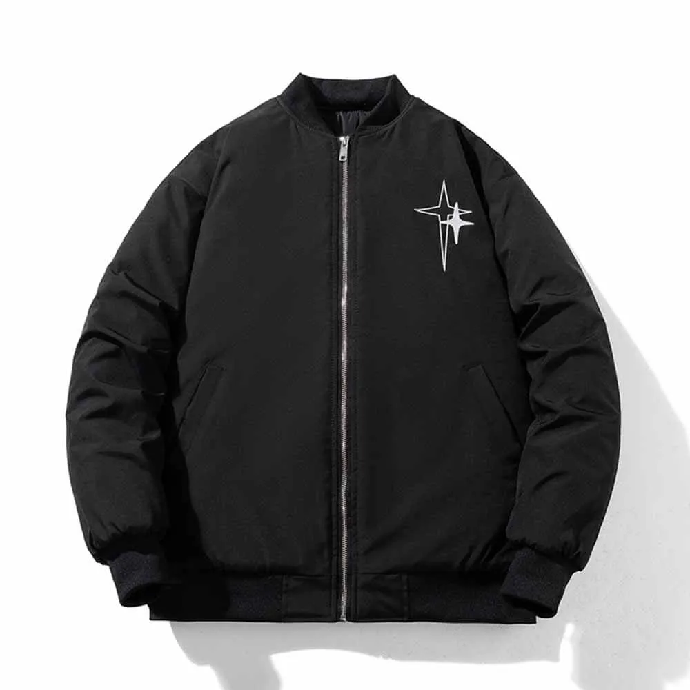Vintage Star Embroidered Thickened Bomber Jacket sold by GTHIC