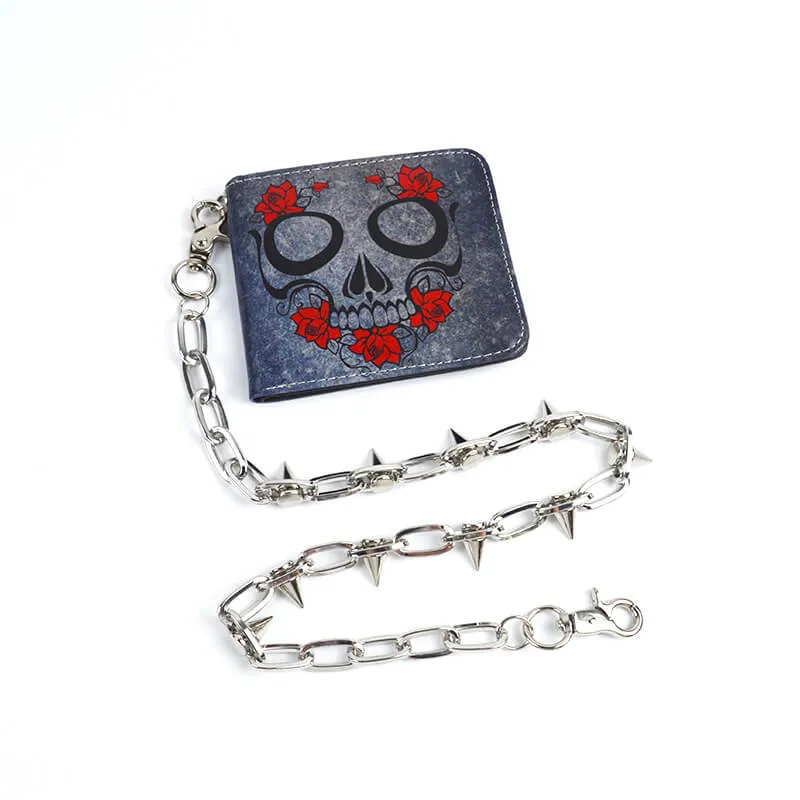 Gothic Skull Print Bifold Chain Wallet sold by GTHIC product image thumbnail 2