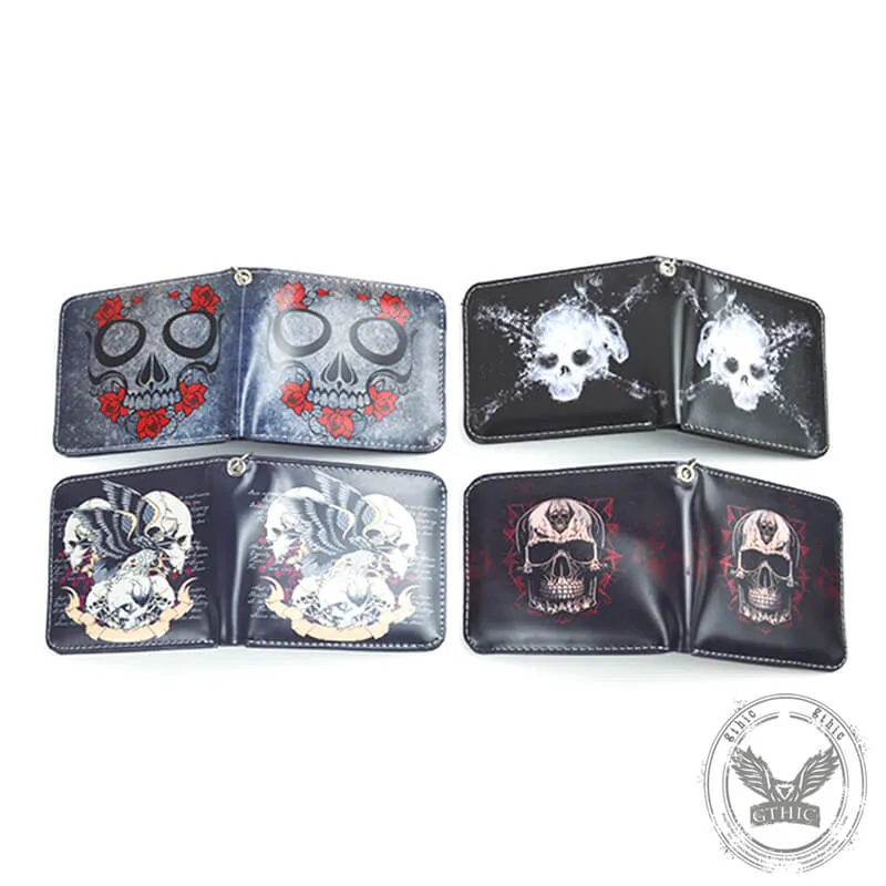 Gothic Skull Print Bifold Chain Wallet sold by GTHIC