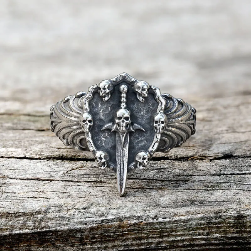 Vintage Sword Stainless Steel Skull Ring sold by GTHIC