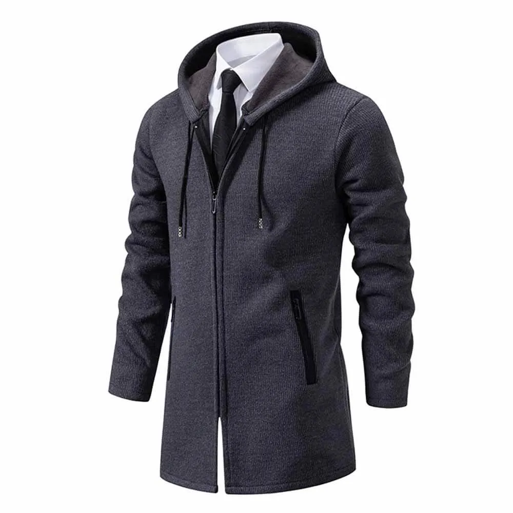 Solid Color Fleece Mid-Length Hooded Zipper Coat sold by GTHIC product image thumbnail 3